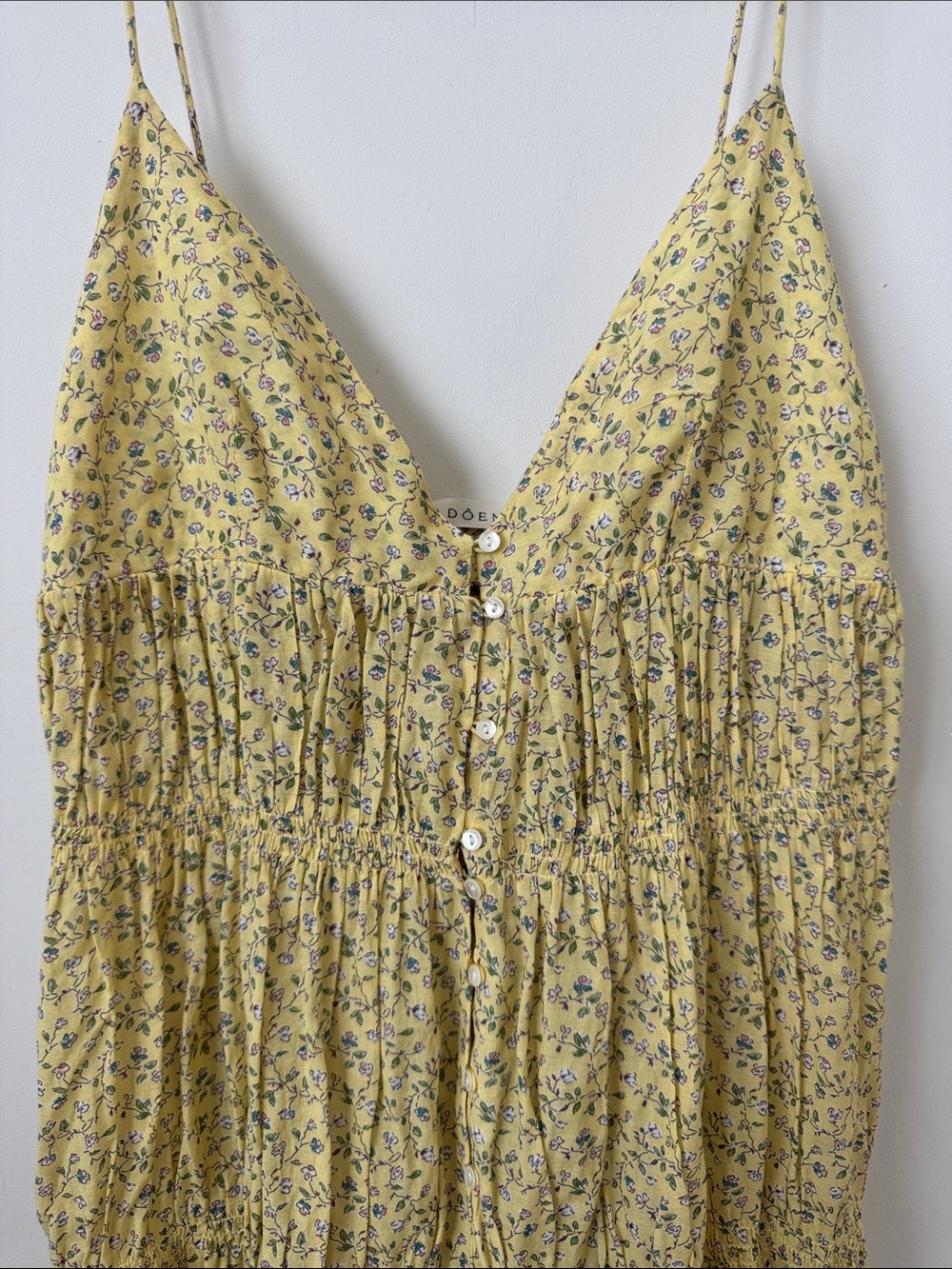 Doen Irina Floral Organic Cotton Midi Dress in Yellow Moonflower Size:XS - Picture 7 of 14